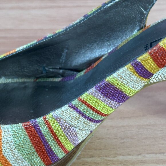 MODA Womens High Heels Slingbacks Shoes 9M Multicolor Zebra Stripe Gum - Picture 13 of 16